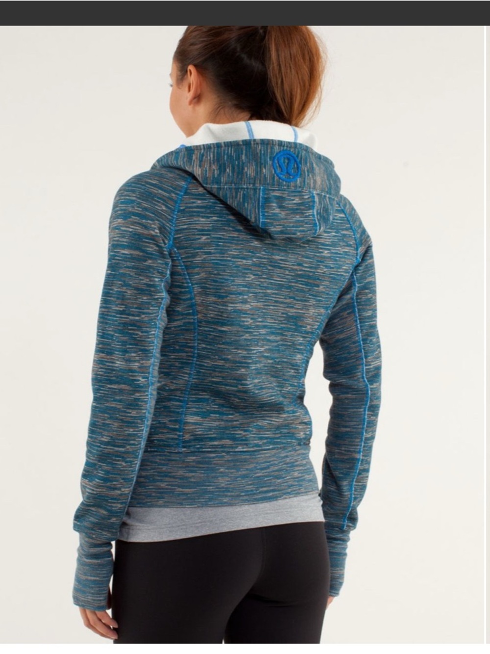 lululemon athletica Heathered Teal Zip-Up Hooded Jacket size 10